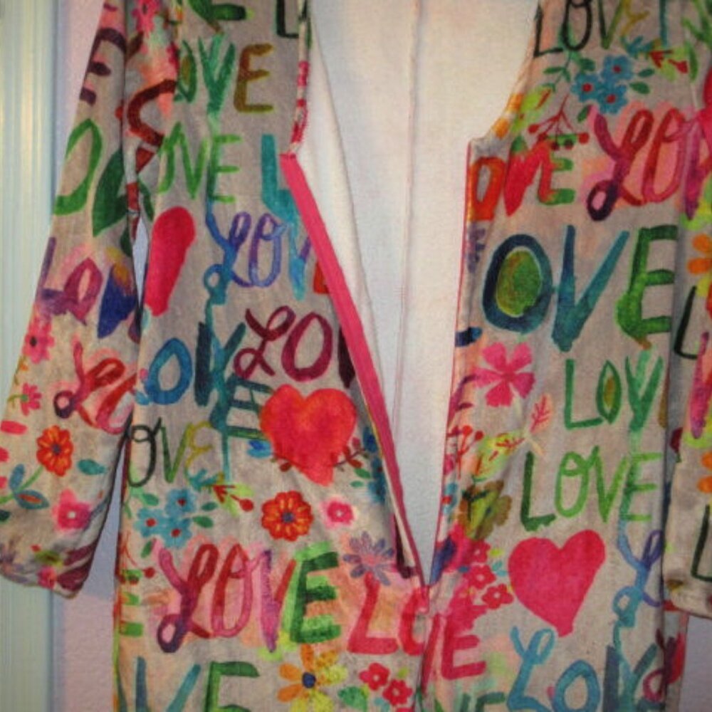 Natural Life Sherpa Fleece One Piece Pajamas Size L Rainbow Love Loungewear EUC - Picture 4 of 11